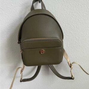 michael kors safe green Olive Green Leather Backpack